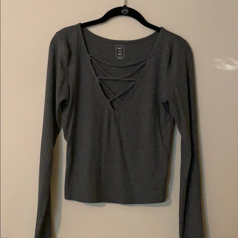 Deep V Neck Long Sleeve